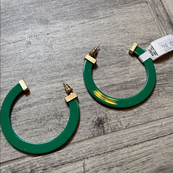 Michelle Mcdowell Women's Classic Acrylic Hoops Large Green NWT - Picture 6 of 6